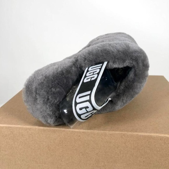 UGG FLUFF YEAH Sandals Slide Charcoal - Women Size - Picture 2 of 4